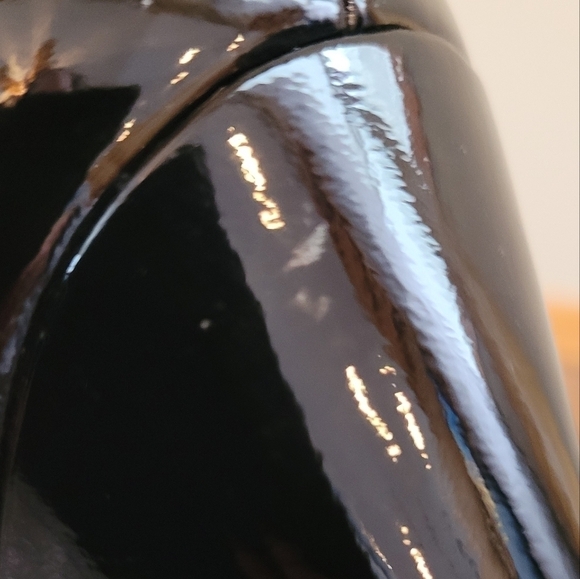 MTNY Black Patent Leather Women's Wedge Shoe with Buckle Detail, Size 7 - Picture 11 of 14